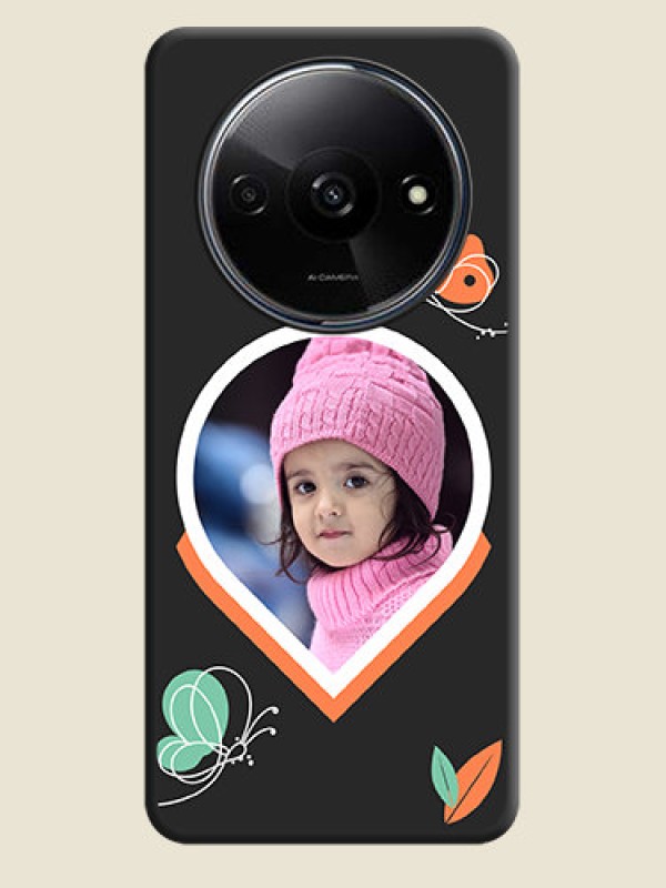 Custom Upload Pic With Simple Butterly Design On Space Black Personalized Soft Matte Phone Covers - Poco C61