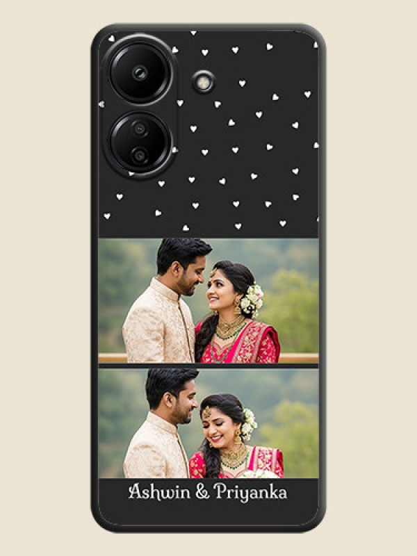 Custom Miniature Love Symbols with Name On Space Black Custom Soft Matte Mobile Back Cover - Poco C65