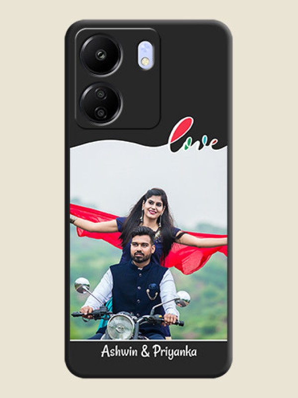 Custom Fall in Love Pattern with Picture on Photo On Space Black Custom Soft Matte Mobile Back Cover - Poco C65