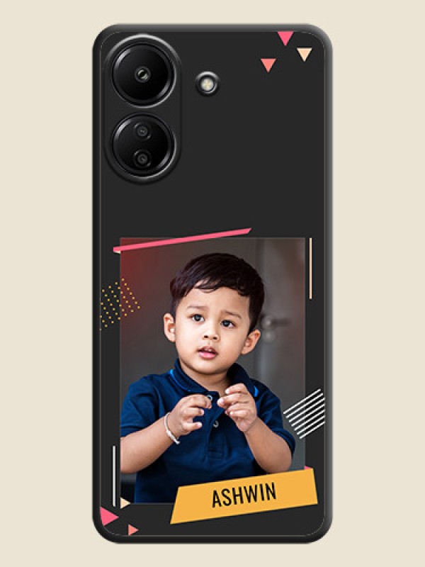 Custom Photo Frame with Triangle Small Dots on Photo On Space Black Custom Soft Matte Mobile Back Cover - Poco C65