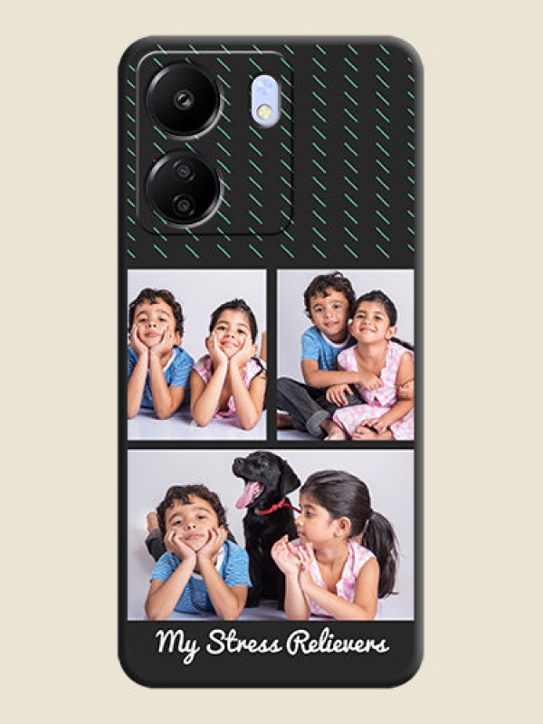 Custom Cross Dotted Pattern with 2 Image Holder On Space Black Custom Soft Matte Mobile Back Cover - Poco C65
