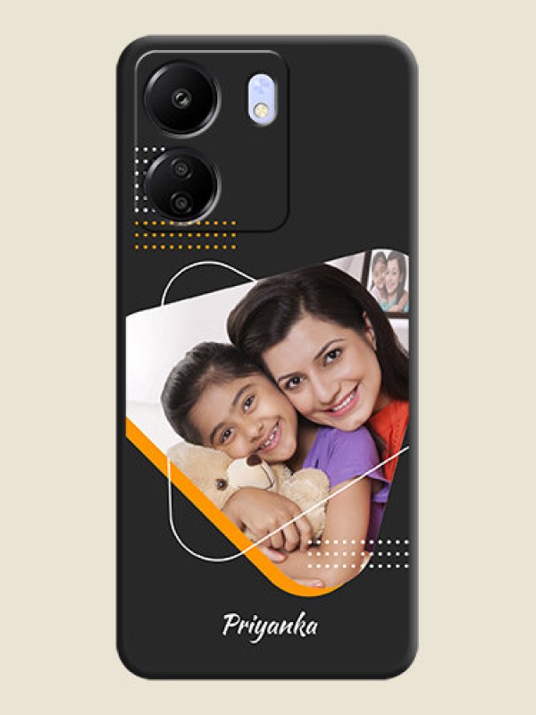 Custom Yellow Triangle on Photo On Space Black Custom Soft Matte Mobile Back Cover - Poco C65