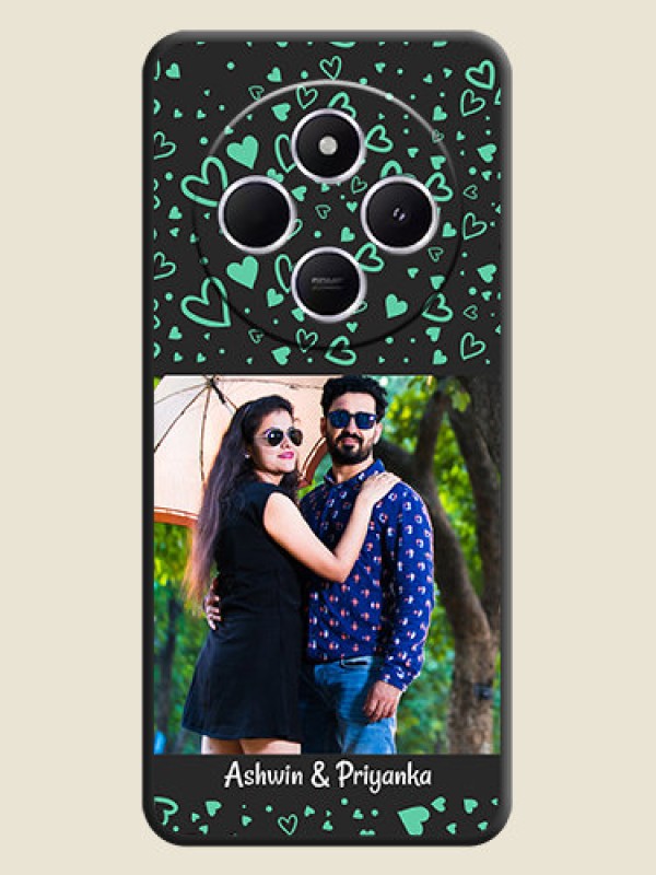 Custom Sea Green Indefinite Love Pattern on Photo On Space Black Custom Soft Matte Mobile Back Cover - Poco C75 5G