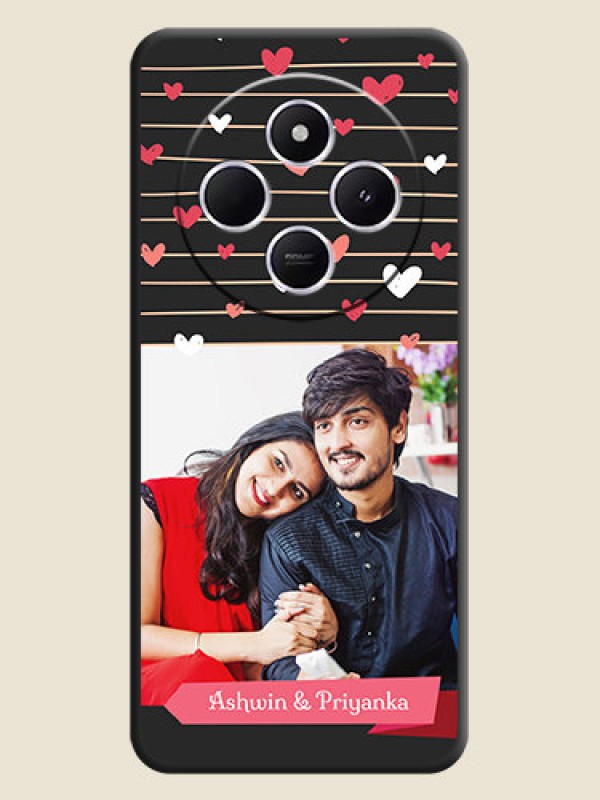 Custom Love Pattern with Name on Pink Ribbon on Photo On Space Black Custom Soft Matte Mobile Back Cover - Poco C75 5G