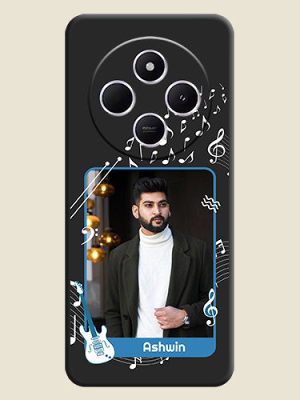 Custom Musical Theme Design with Text on Photo On Space Black Custom Soft Matte Mobile Back Cover - Poco C75 5G