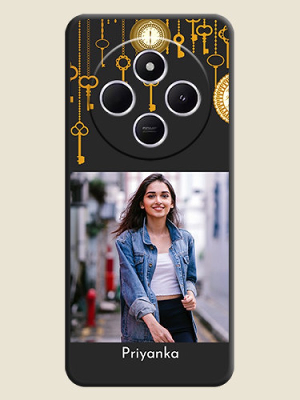 Custom Decorative Design with Text On Space Black Custom Soft Matte Mobile Back Cover - Poco C75 5G