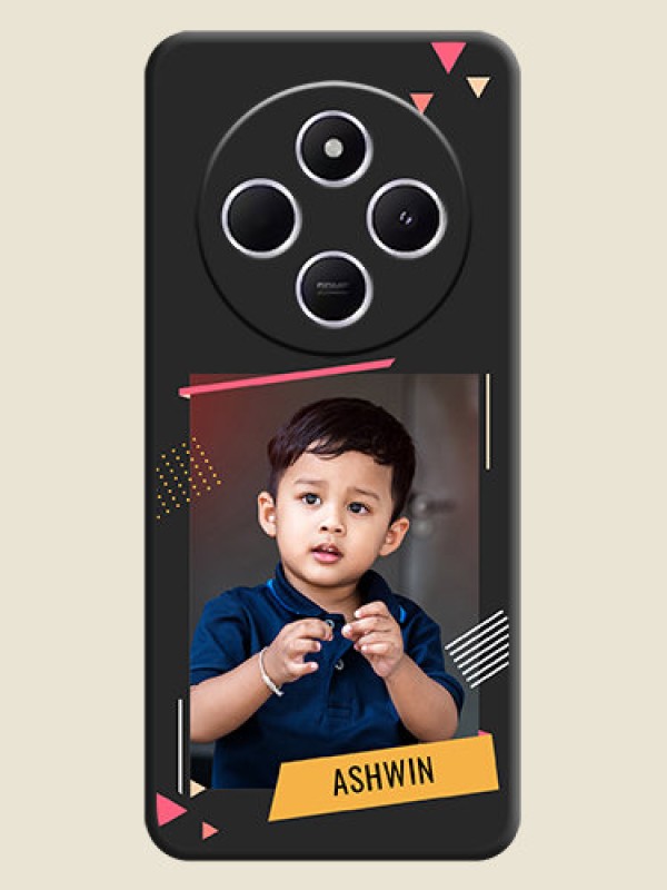 Custom Photo Frame with Triangle Small Dots on Photo On Space Black Custom Soft Matte Mobile Back Cover - Poco C75 5G