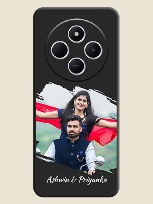 Custom Grunge Brush Strokes on Photo On Space Black Custom Soft Matte Mobile Back Cover - Poco C75 5G