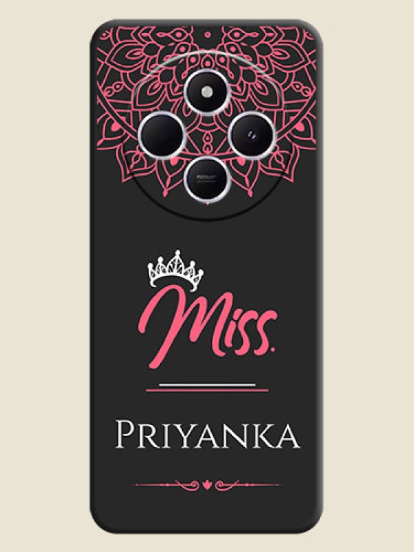 Custom Mrs Name with Floral Design On Space Black Custom Soft Matte Mobile Back Cover - Poco C75 5G