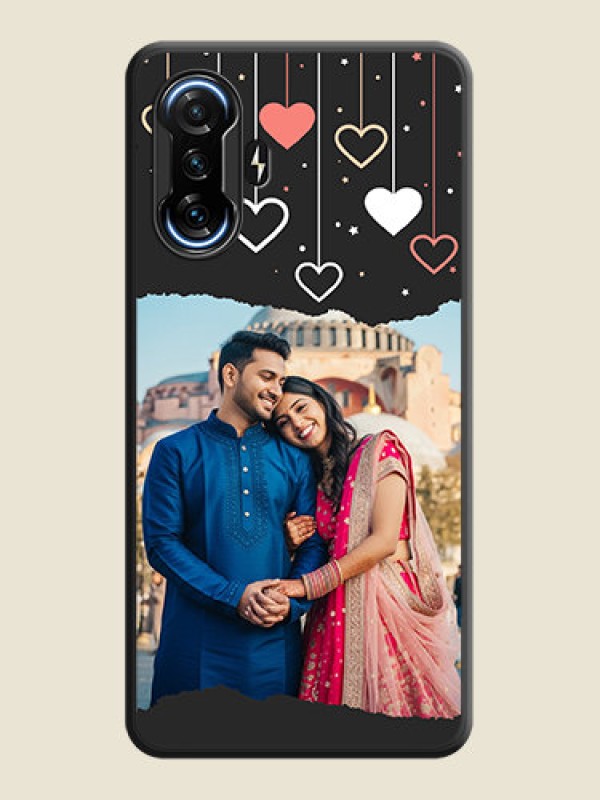 Custom Love Hangings with Splash Wave Picture on Space Black Custom Soft Matte Phone Back Cover - POco F3 GT