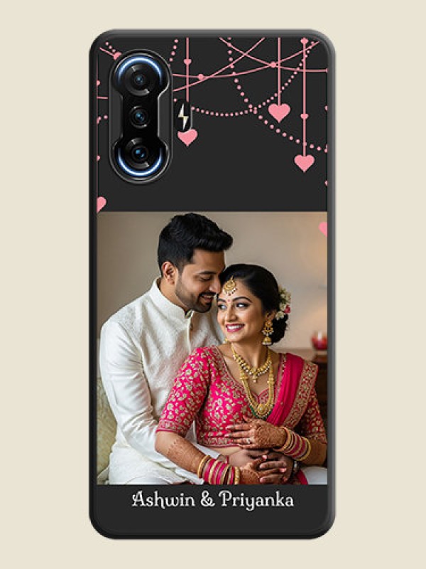 Custom Pink Love Hangings with Text on Space Black Custom Soft Matte Back Cover - POco F3 GT