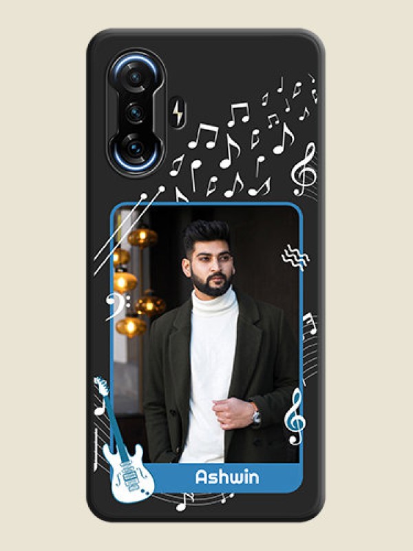 Custom Musical Theme Design with Text on Photo on Space Black Soft Matte Mobile Case - POco F3 GT