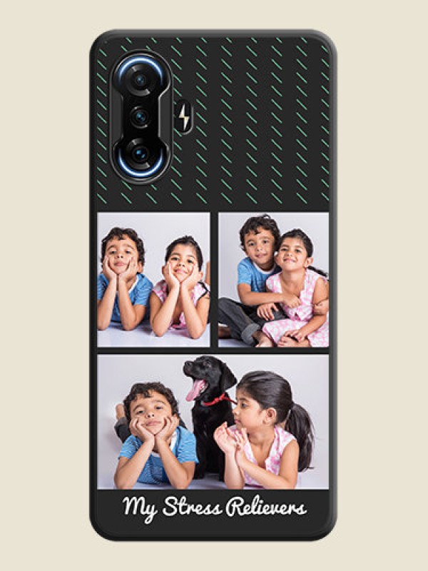 Custom Cross Dotted Pattern with 2 Image Holder  on Personalised Space Black Soft Matte Cases - POco F3 GT