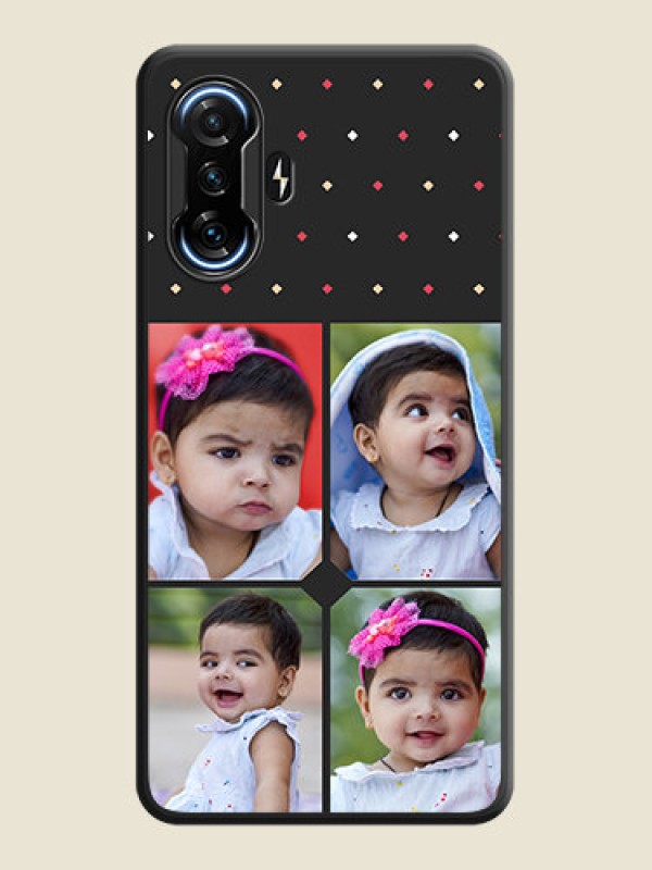Custom Multicolor Dotted Pattern with 4 Image Holder on Space Black Custom Soft Matte Phone Cases - POco F3 GT