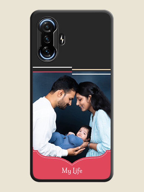 Custom Classic Plain Design with Name on Photo on Space Black Soft Matte Phone Cover - POco F3 GT
