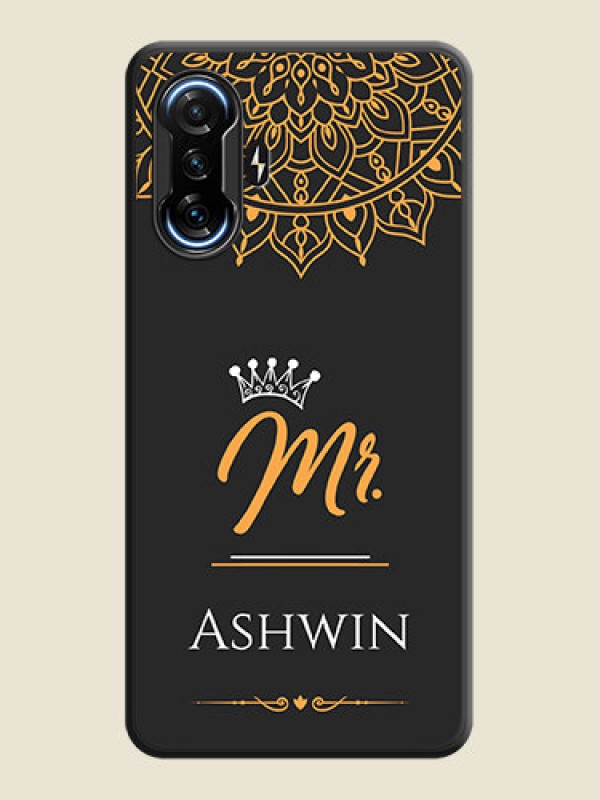 Custom Mr Name with Floral Design  on Personalised Space Black Soft Matte Cases - POco F3 GT