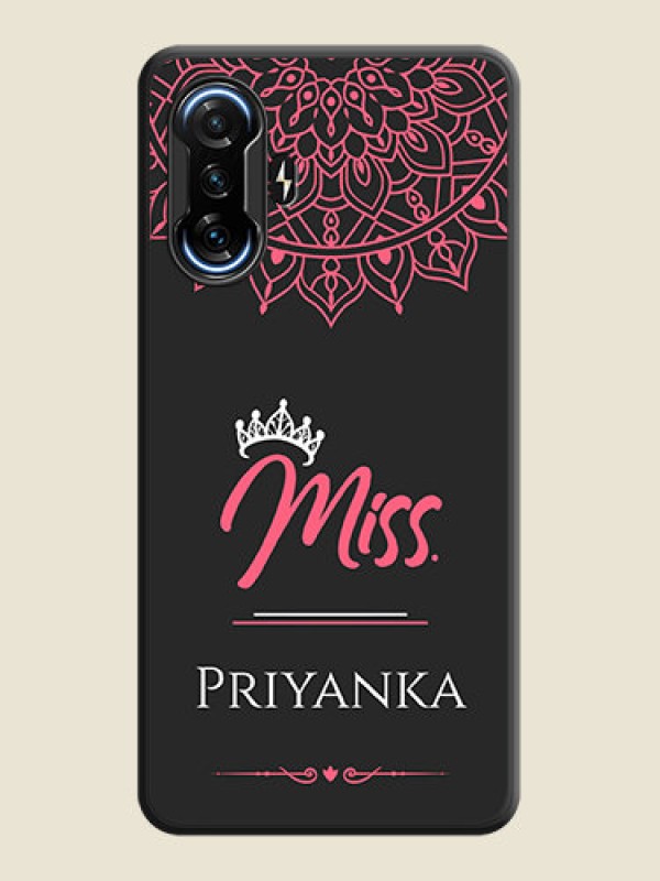 Custom Mrs Name with Floral Design on Space Black Personalized Soft Matte Phone Covers - POco F3 GT