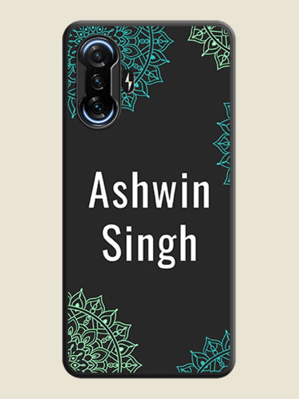 Custom Your Name with Floral Design on Space Black Custom Soft Matte Back Cover - POco F3 GT