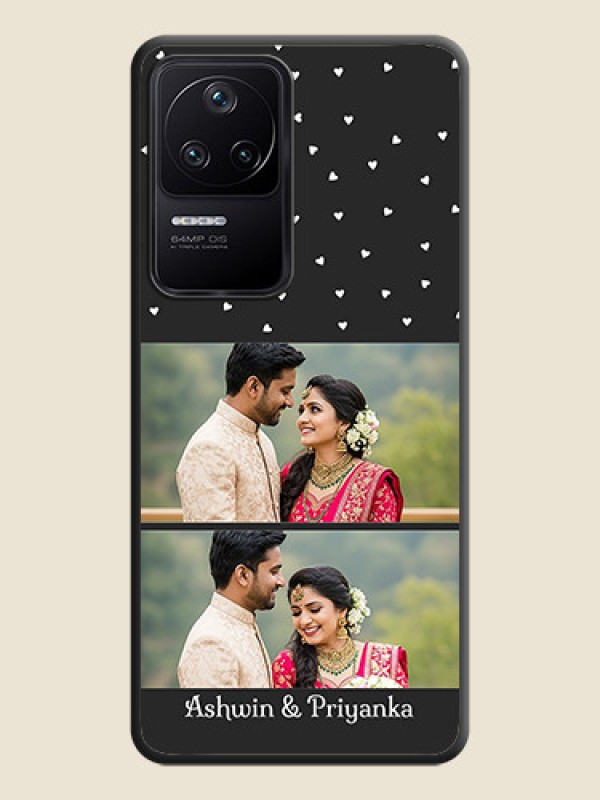 Custom Miniature Love Symbols with Name on Space Black Custom Soft Matte Back Cover - Poco F4 5G