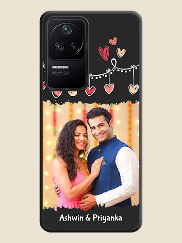 Custom Pink Love Hangings with Name on Space Black Custom Soft Matte Phone Cases - Poco F4 5G