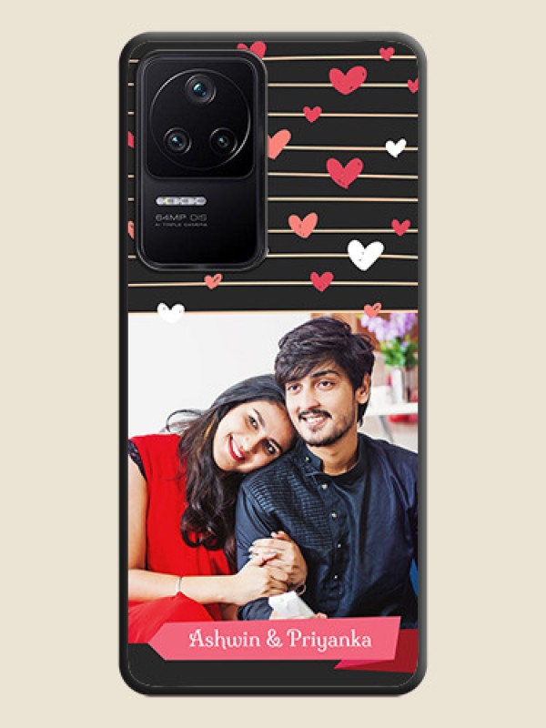 Custom Love Pattern with Name on Pink Ribbon  on Photo on Space Black Soft Matte Back Cover - Poco F4 5G