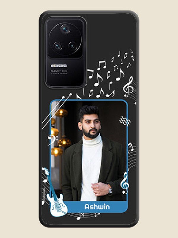 Custom Musical Theme Design with Text on Photo on Space Black Soft Matte Mobile Case - Poco F4 5G