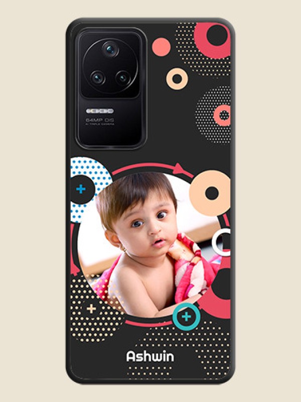 Custom Multicoloured Round Image on Personalised Space Black Soft Matte Cases - Poco F4 5G