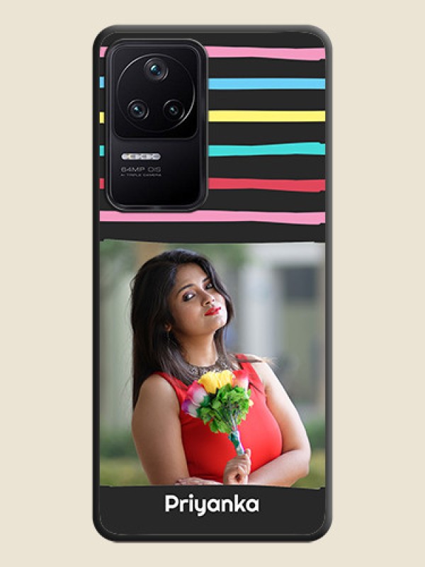 Custom Multicolor Lines with Image on Space Black Personalized Soft Matte Phone Covers - Poco F4 5G