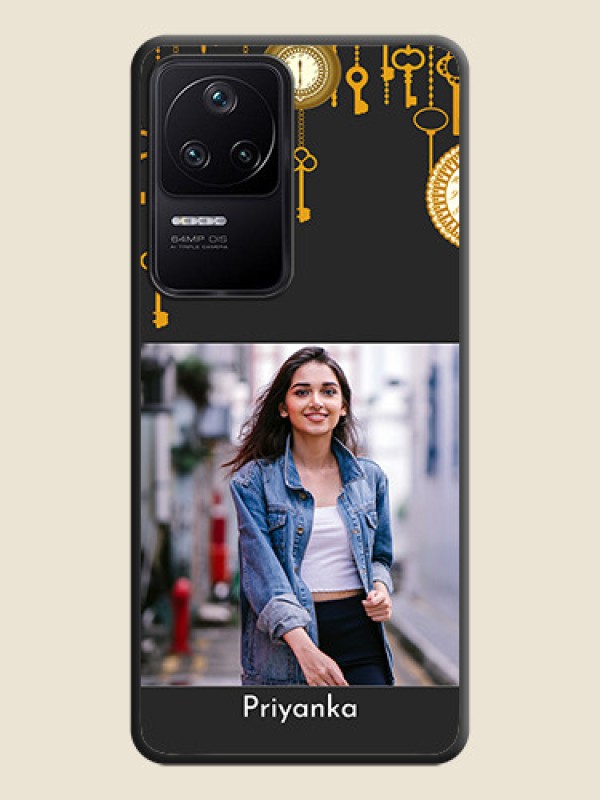 Custom Decorative Design with Text on Space Black Custom Soft Matte Back Cover - Poco F4 5G