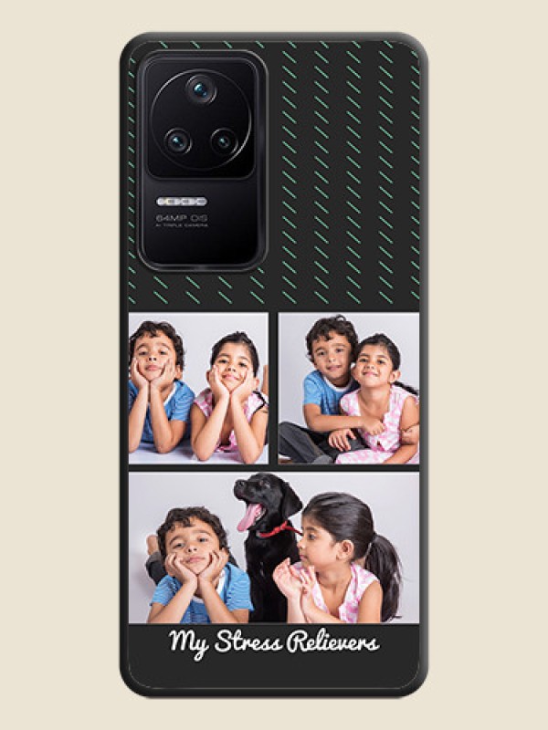 Custom Cross Dotted Pattern with 2 Image Holder  on Personalised Space Black Soft Matte Cases - Poco F4 5G