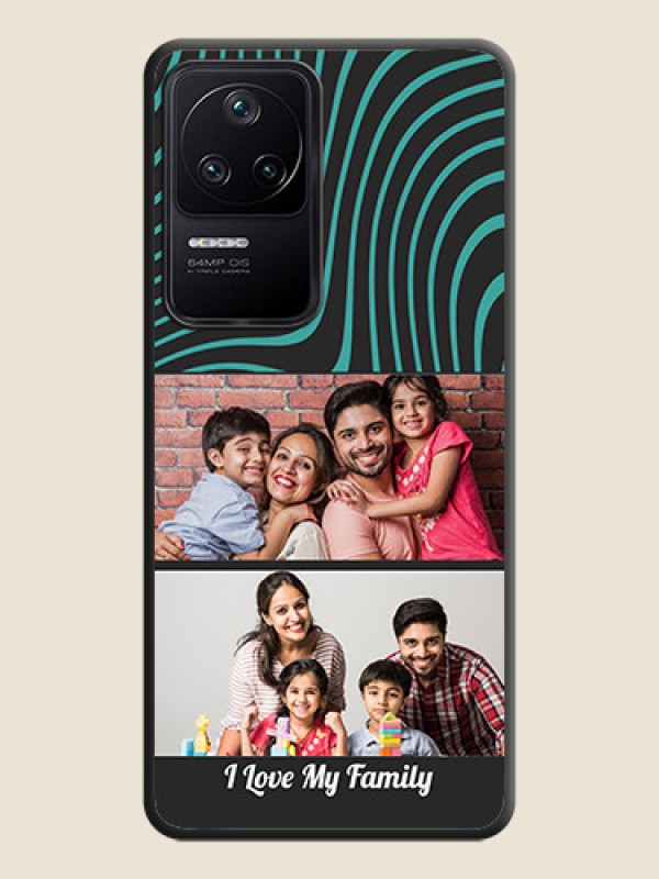 Custom Wave Pattern with 2 Image Holder on Space Black Personalized Soft Matte Phone Covers - Poco F4 5G