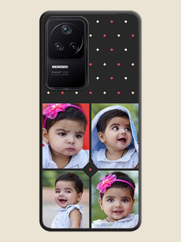 Custom Multicolor Dotted Pattern with 4 Image Holder on Space Black Custom Soft Matte Phone Cases - Poco F4 5G
