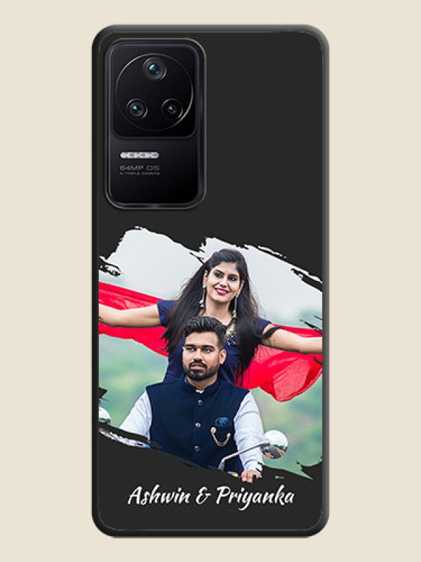 Custom Grunge Brush Strokes on Photo on Space Black Soft Matte Back Cover - Poco F4 5G