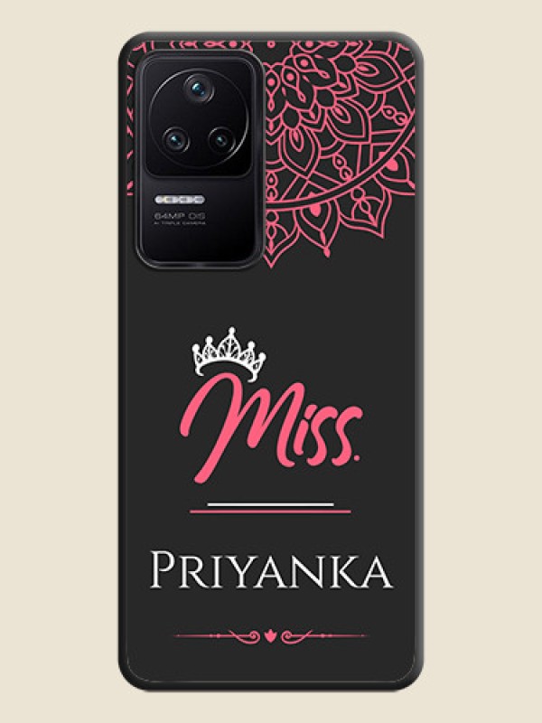 Custom Mrs Name with Floral Design on Space Black Personalized Soft Matte Phone Covers - Poco F4 5G