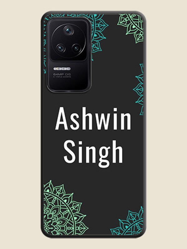 Custom Your Name with Floral Design on Space Black Custom Soft Matte Back Cover - Poco F4 5G