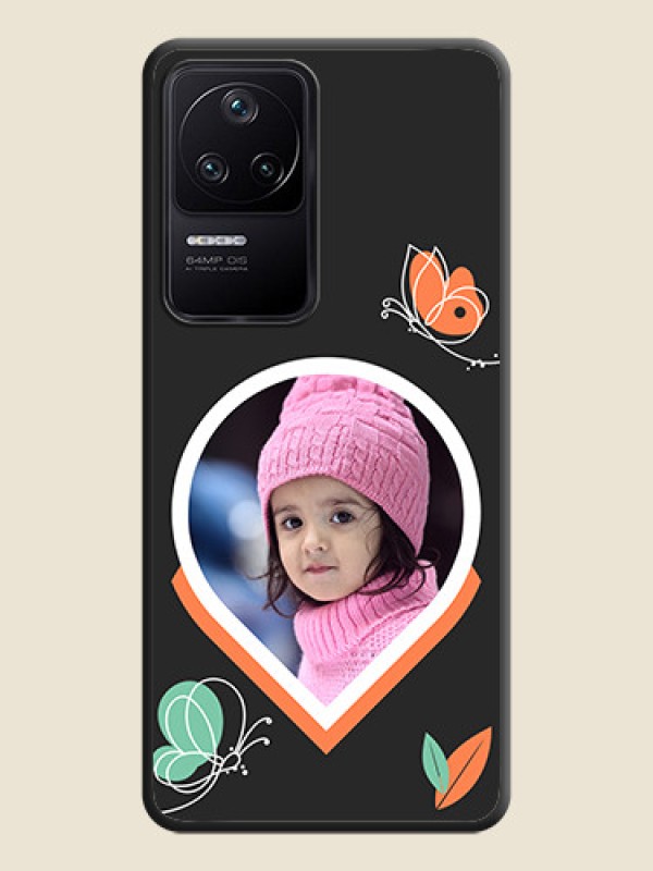 Custom Upload Pic With Simple Butterly Design On Space Black Personalized Soft Matte Phone Covers -Poco F4 5G