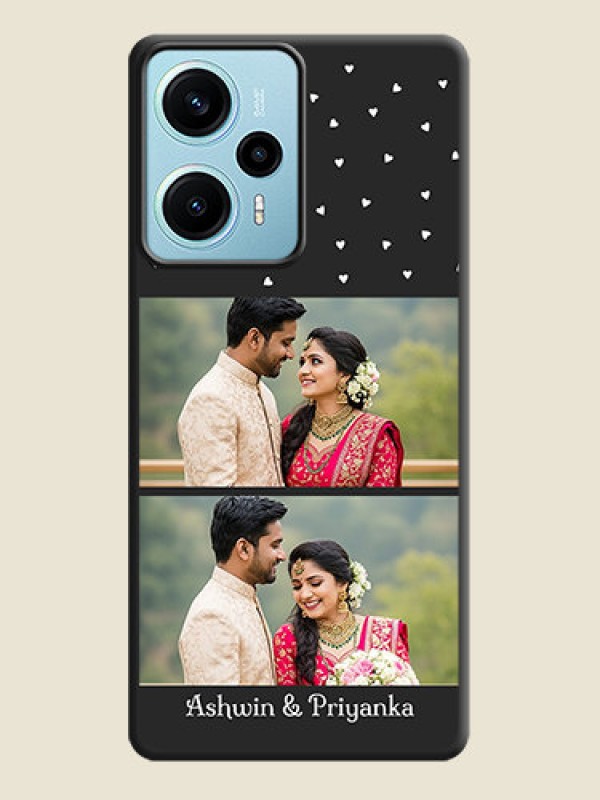 Custom Miniature Love Symbols with Name On Space Black Custom Soft Matte Mobile Back Cover - Poco F5