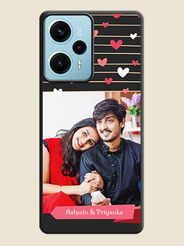 Custom Love Pattern with Name on Pink Ribbon  on Photo On Space Black Custom Soft Matte Mobile Back Cover - Poco F5
