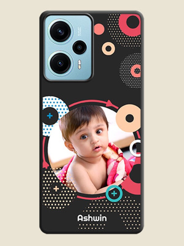 Custom Multicoloured Round Image On Space Black Custom Soft Matte Mobile Back Cover - Poco F5