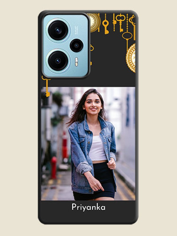 Custom Decorative Design with Text On Space Black Custom Soft Matte Mobile Back Cover - Poco F5