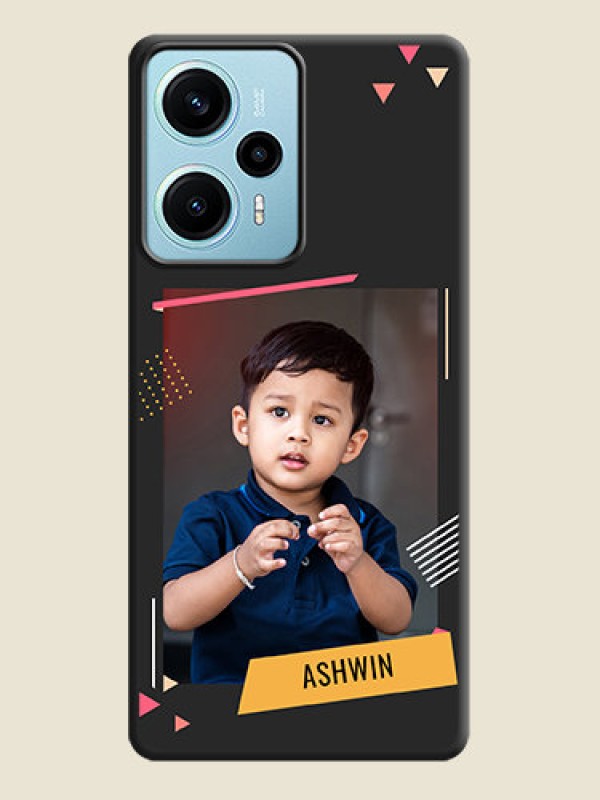 Custom Photo Frame with Triangle Small Dots on Photo On Space Black Custom Soft Matte Mobile Back Cover - Poco F5