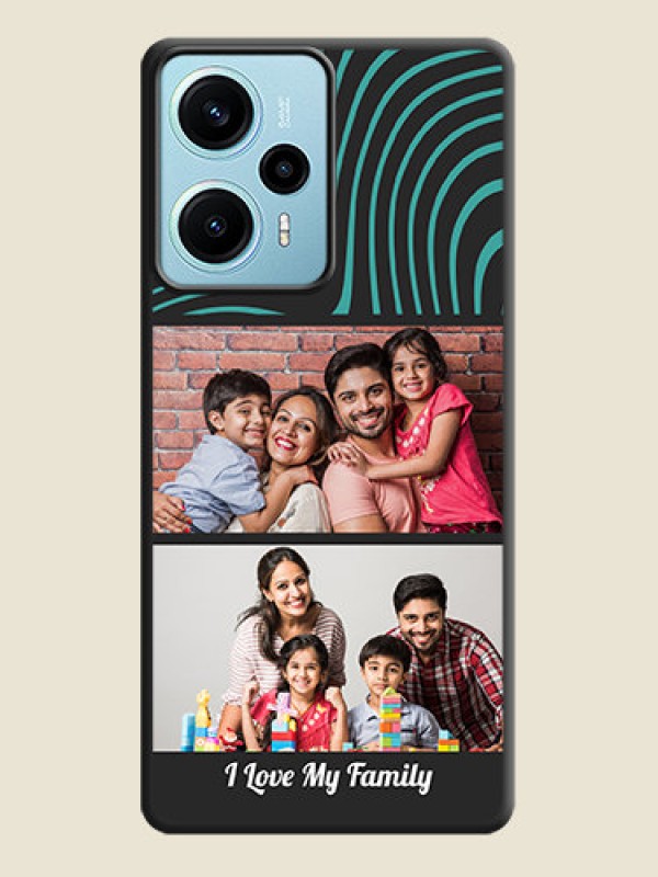 Custom Wave Pattern with 2 Image Holder On Space Black Custom Soft Matte Mobile Back Cover - Poco F5
