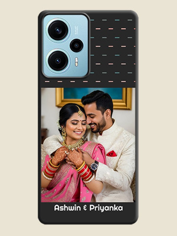 Custom Line Pattern Design with Text On Space Black Custom Soft Matte Mobile Back Cover - Poco F5