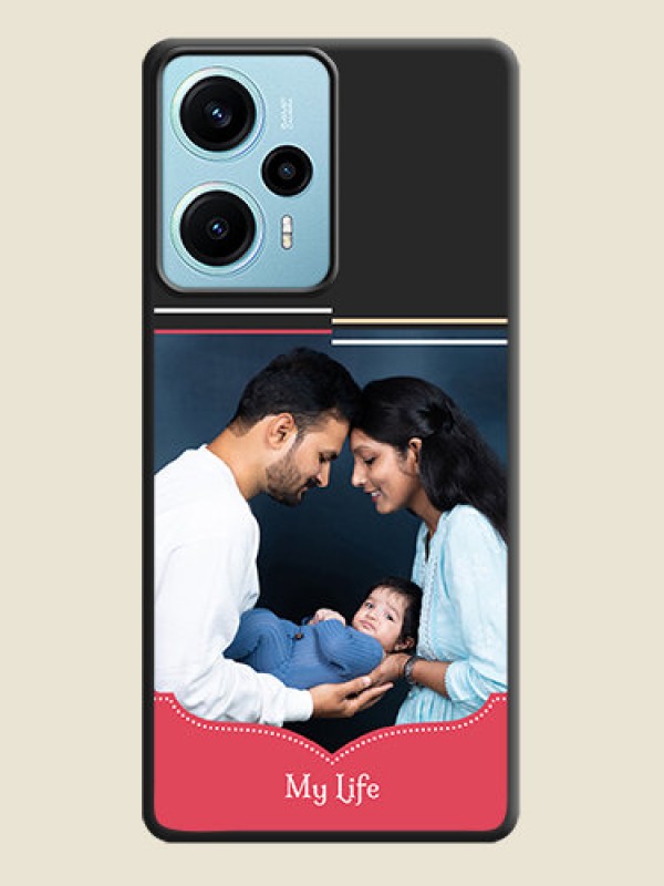 Custom Classic Plain Design with Name On Space Black Custom Soft Matte Mobile Back Cover - Poco F5