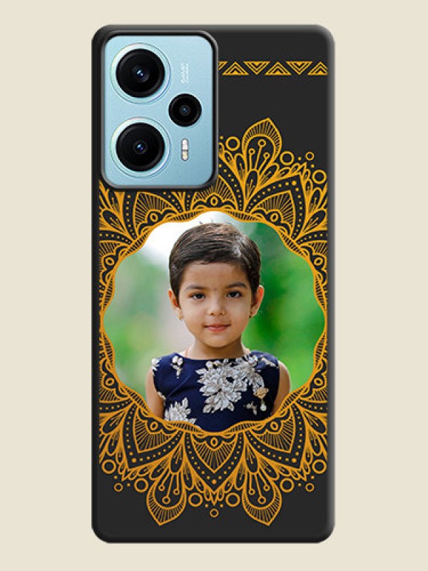 Custom Round Image with Floral Design On Space Black Custom Soft Matte Mobile Back Cover - Poco F5