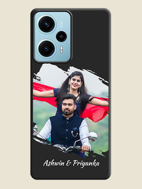 Custom Grunge Brush Strokes on Photo  On Space Black Custom Soft Matte Mobile Back Cover - Poco F5