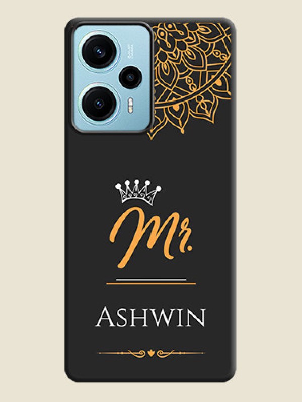 Custom Mr Name with Floral Design On Space Black Custom Soft Matte Mobile Back Cover - Poco F5