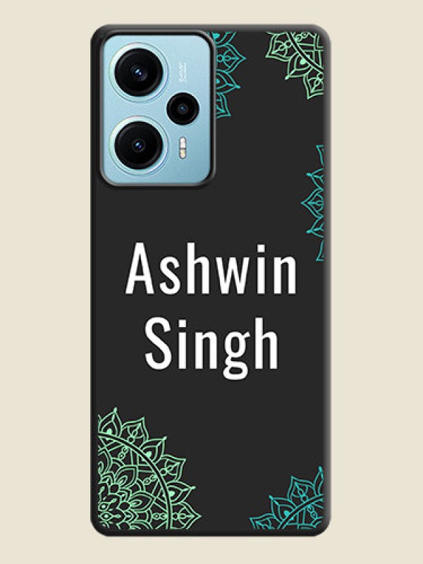 Custom Your Name with Floral Design On Space Black Custom Soft Matte Mobile Back Cover - Poco F5