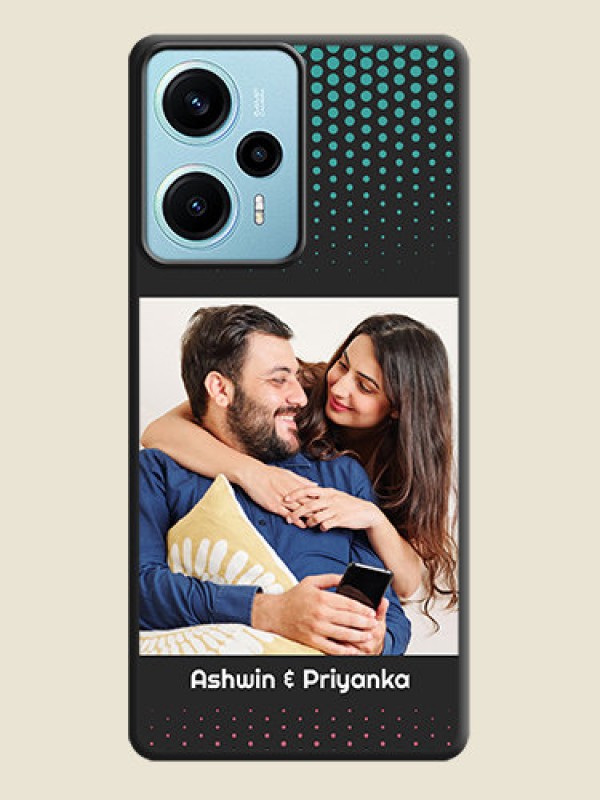 Custom Faded Dots with Grunge Photo Frame and Text On Space Black Custom Soft Matte Mobile Back Cover - Poco F5