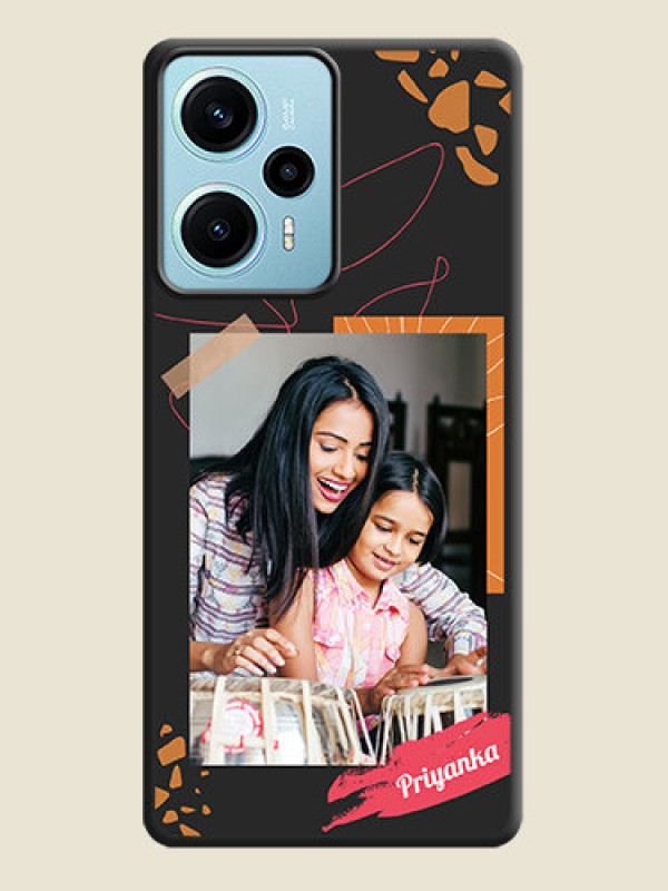 Custom Orange Photo Frame On Space Black Custom Soft Matte Mobile Back Cover - Poco F5